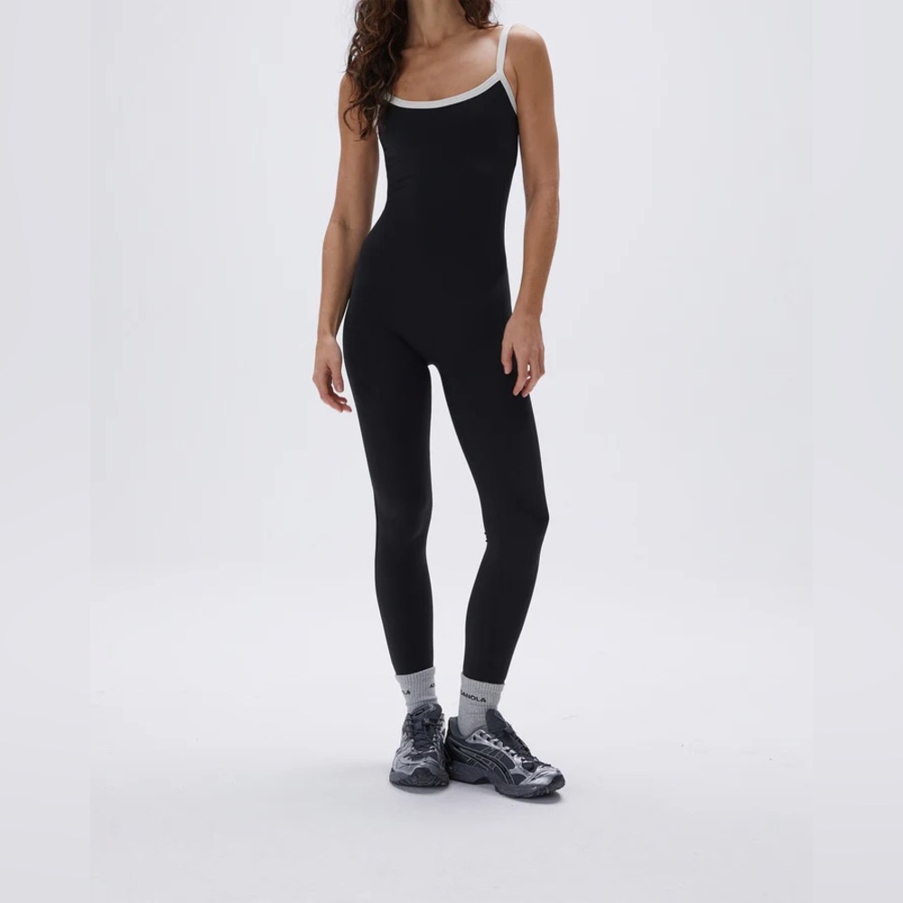 Adanola Ultimate Piping Scoop Unitard - Black/Cream